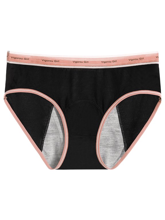 Krdevn Women Mid Rise Letter Print Contrast Waist Bikini Underwear 4 Layer Extended Absorbent Leak Proof Breathable Reusable Menstrual Daily Panties Multi Pack Size:XL