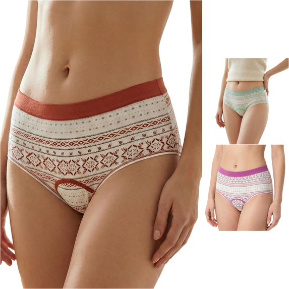 Krdevn Women Seamless Period Underwear, 4 Layer Leak Proof Absorbent Menstrual Panties for Daily Use,Red