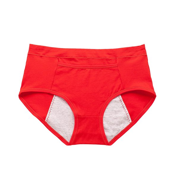 Krdevn Women Solid Mid Rise Bikini Underwear Extended Side 4 Layer Absorbent Leak Proof Cotton Breathable Reusable Menstrual Daily Panties Multi Pack Size:2XL