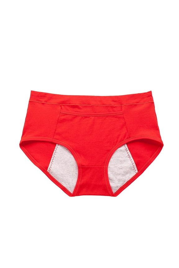 Krdevn Women Solid Mid Rise Bikini Underwear Extended Side 4 Layer Absorbent Leak Proof Cotton Breathable Reusable Menstrual Daily Panties Multi Pack Size:L