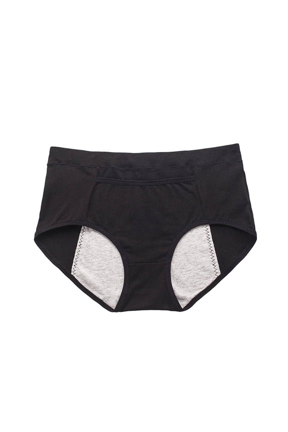 Krdevn Women Solid Mid Rise Bikini Underwear Extended Side 4 Layer Absorbent Leak Proof Cotton Breathable Reusable Menstrual Daily Panties Multi Pack Size:L