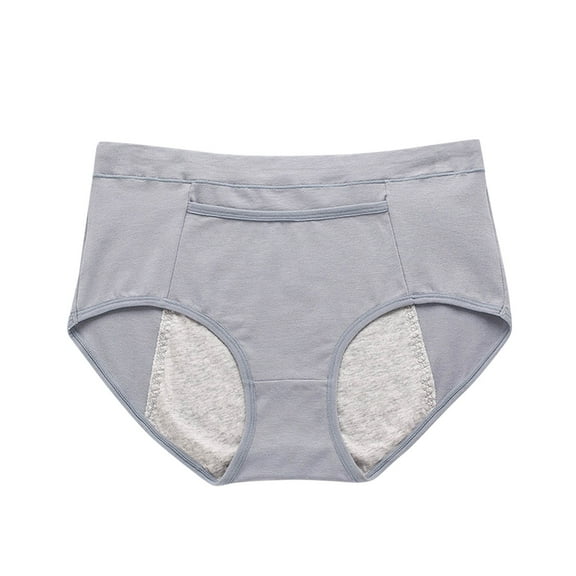 Krdevn Women Solid Mid Rise Bikini Underwear Extended Side 4 Layer Absorbent Leak Proof Cotton Breathable Reusable Menstrual Daily Panties Multi Pack Size:L