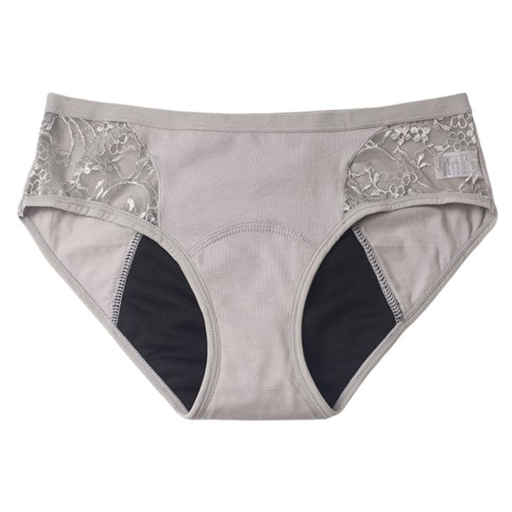 Krdevn Women Solid Mid Rise Floral Lace Side Bikini Underwear 4 Layer Extended Absorbent Leak Proof Breathable Reusable Menstrual Daily Panties Multi Pack Size:L