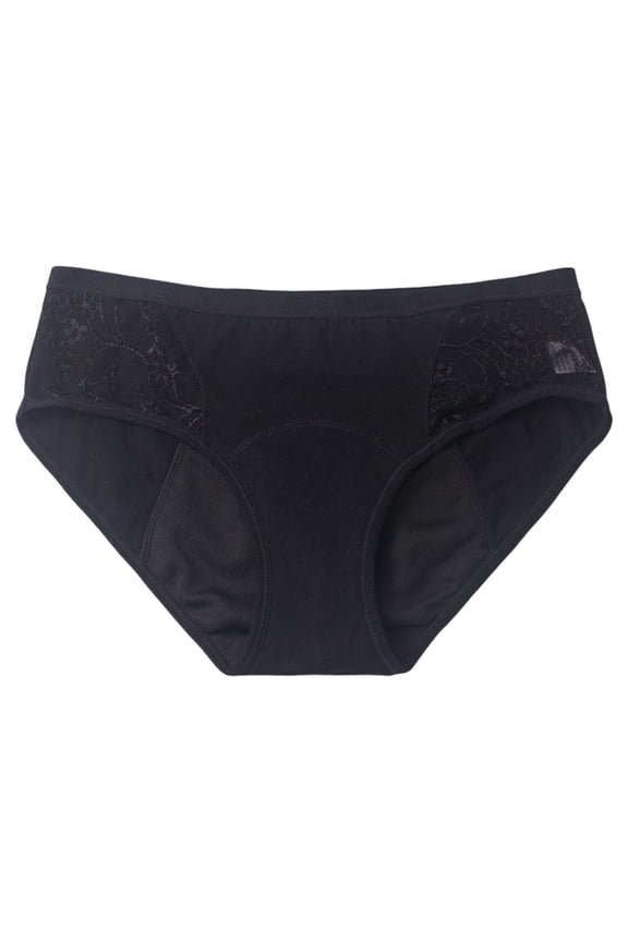 Krdevn Women Solid Mid Rise Floral Lace Side Bikini Underwear 4 Layer Extended Absorbent Leak Proof Breathable Reusable Menstrual Daily Panties Multi Pack Size:L