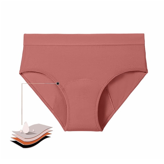 Krdevn Women Solid Mid Rise Period Bikini Underwear 4 Layer Absorbent Leak Proof Wide Waistband Breathable Reusable Menstrual Daily Panties Multi Pack Size:2XL