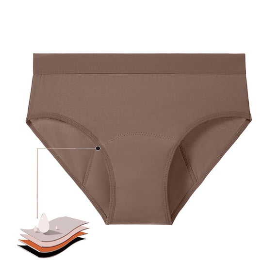 Krdevn Women Solid Mid Rise Period Bikini Underwear 4 Layer Absorbent Leak Proof Wide Waistband Breathable Reusable Menstrual Daily Panties Multi Pack Size:2XL