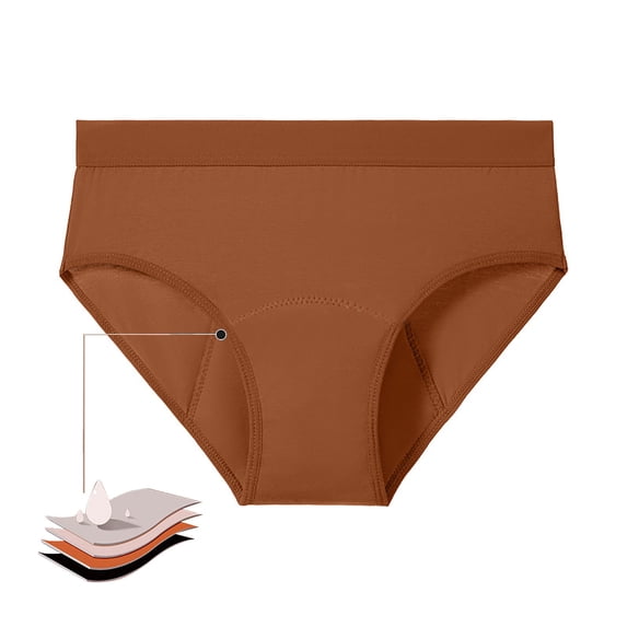 Krdevn Women Solid Mid Rise Period Bikini Underwear 4 Layer Absorbent Leak Proof Wide Waistband Breathable Reusable Menstrual Daily Panties Multi Pack Size:6XL