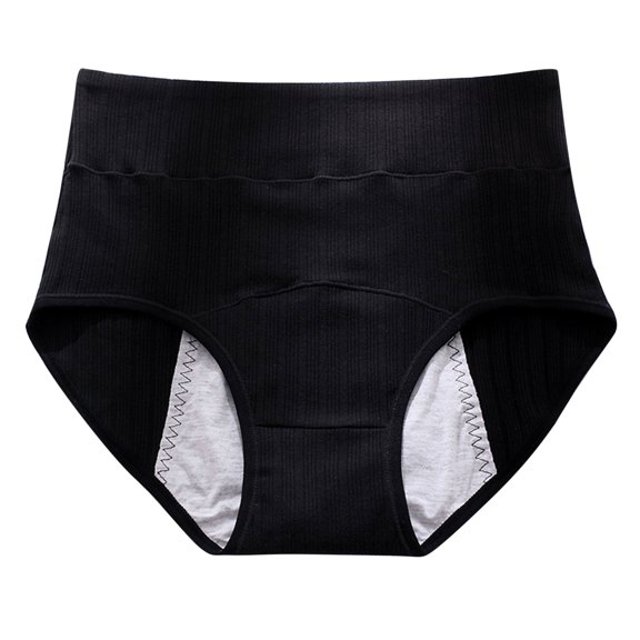 Krdevn Women Solid Mid Rise Period Bikini Underwear Extended Side 4 Layer Absorbent Leak Proof Cotton Breathable Reusable Menstrual Daily Panties Multi Pack Size:2XL