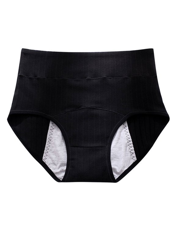 Krdevn Women Solid Mid Rise Period Bikini Underwear Extended Side 4 Layer Absorbent Leak Proof Cotton Breathable Reusable Menstrual Daily Panties Multi Pack Size:2XL