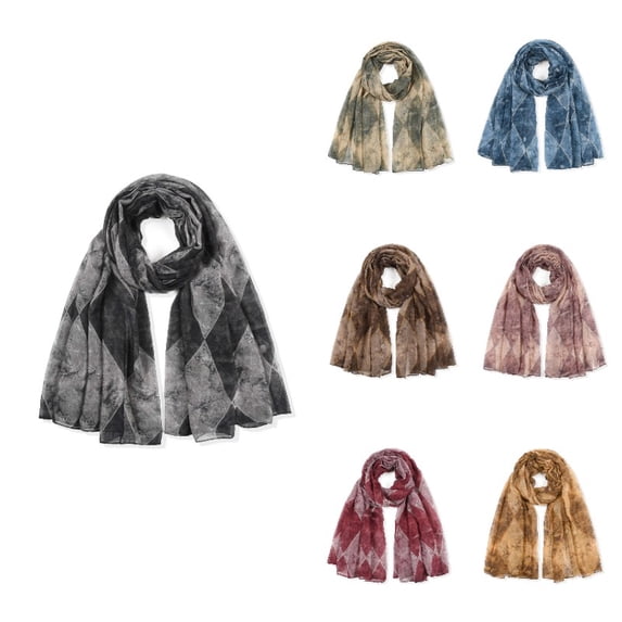 Krdevn Women Tie‑Dye Diamond Print Scarf, Lightweight Sheer Scarf Shawl Wrap for Casual Daily Wear