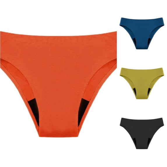 Krdevn Women's 4-Layer Leakproof Period Swimwear High Waist Menstrual Bikini Bottoms with Fast Absorption Mesh for High Flow,L