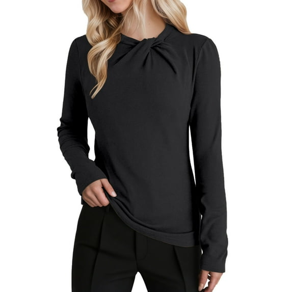 Krdevn Women's Basic Long Sleeve T Shirt Soft Brushed Neck Slim Fit Casual Top for Everyday Wear,Women's Tops, Tees & Blouses,Size:XXL
