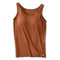 thumbnail image 1 of Krdevn Women's Built-In Bra Tank Top Plus Size Padded Cami Sleeveless Workout Top Summer Casual Comfort Wear,Color: Brick Red Size: L, 1 of 4