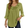 thumbnail image 1 of Krdevn Women's Casual T Shirt Summer Basic Top with Collar and Ruffles for Daily Wear Comfortable Blouse Tee Shirt,Women's Tops, Tees & Blouses,Size:XL, 1 of 5