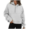 thumbnail image 1 of Krdevn Women's Casual Zip-Up Hoodie - Long Sleeve Loose Fit Pullover for Streetwear and Everyday Comfort,Size:S, 1 of 4