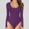 thumbnail image 1 of Krdevn Women's Crew Neck Long Sleeve Bodysuit Seamless Slim Fit Soft Basic Top,XL, 1 of 5