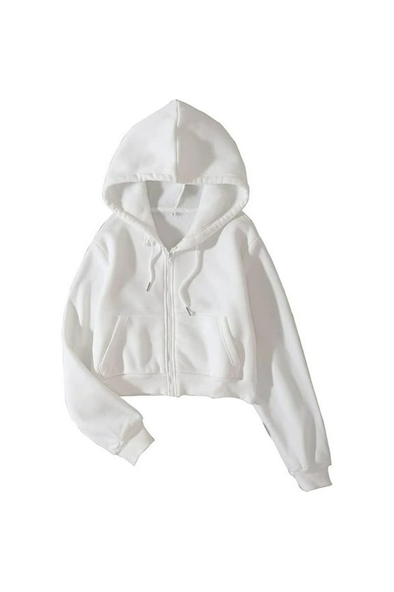 Women's Cropped Hoodie - Long Sleeve Drawstring Pullover with Pocket for Casual Streetwear and Loungewear,Size:M