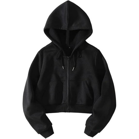 Krdevn Women's Cropped Hoodie - Long Sleeve Drawstring Pullover with Pocket for Casual Streetwear and Loungewear,Size:S