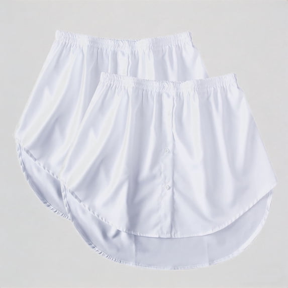Krdevn Women's Elastic Waist Shirt Extenders 2-Piece Solid Layering Skirt Accessories,S