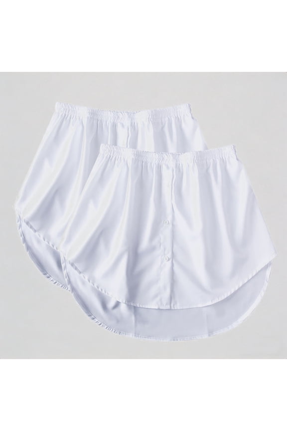 Women's Elastic Waist Shirt Extenders 2-Piece Solid Layering Skirt Accessories,S