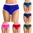 thumbnail image 1 of Krdevn Women's High Waist Ruched Bikini Bottoms High Cut Triangle Swimsuit Bottoms with Contrast ,5XL, 1 of 9