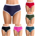 thumbnail image 1 of Krdevn Women's High Waist Ruched Bikini Bottoms High Cut Triangle Swimsuit Bottoms with Contrast ,5XL, 1 of 9