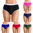 thumbnail image 1 of Krdevn Women's High Waist Ruched Bikini Bottoms High Cut Triangle Swimsuit Bottoms with Contrast ,L, 1 of 9