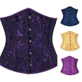 thumbnail image 1 of Krdevn Women's Jacquard Underbust Corset, Front Busk Boned Waist Cincher, Retro Waist Trainer Bustier for Dress Layering Party,Dark Purple, 1 of 5