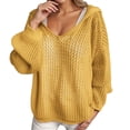 thumbnail image 1 of Krdevn Women's Knitted Hooded Cardigan Lightweight Loose Fit Openwork Long Sleeve Cover Up Casual Beach Wear Spring Autumn Winter,Women's Tops, Tees & Blouses,Size:M, 1 of 5