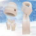 thumbnail image 1 of Krdevn Women's Knitted Scarf Hat Gloves Set Thermal Ear Flap Windproof Winter Cold Weather Outdoor,One Size, 1 of 3