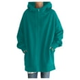 thumbnail image 1 of Krdevn Women's Longline Street Hoodie - -Lined Zip Up Pullover, Oversized Solid Color Outerwear with Adjustable Hood,Womens Hoodies Pullover, for Size XL, 1 of 6