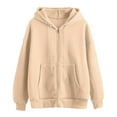 thumbnail image 1 of Krdevn Women's Oversized Zip Cardigan - Long Sleeve Casual Sweater Coat, Solid Color Loungewear with Pockets,Womens Hoodies Pullover, for Size L, 1 of 3