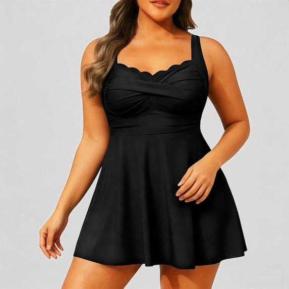 Krdevn Women's Plus Size Two Piece Tankini Set Comfortable Top With Swim Shorts Modest Tummy Control Swimsuit,3XL
