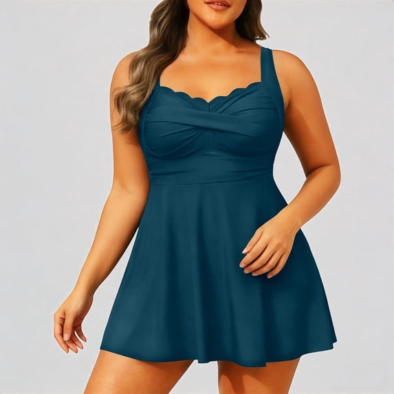 Krdevn Women's Plus Size Two Piece Tankini Set Comfortable Top With Swim Shorts Modest Tummy Control Swimsuit,XXL