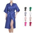 thumbnail image 1 of Krdevn Women's Satin Kimono Robe, Lightweight Open Front Bridal Getting Ready Robe for Wedding Party Loungewear,Navy, 1 of 6