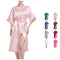 thumbnail image 1 of Krdevn Women's Satin Kimono Robe, Lightweight Open Front Bridal Getting Ready Robe for Wedding Party Loungewear,Pink, 1 of 7