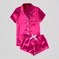 thumbnail image 1 of Krdevn Women's Satin Pajama Set Notch Collar Short Sleeve Button Down Top & Shorts Soft Sleepwear Loungewear,S, 1 of 8