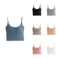 thumbnail image 1 of Krdevn Women's Seamless Built-In Bra Crop Camisole Wireless Adjustable Spaghetti Strap Tank Top,L, 1 of 4