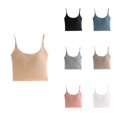 thumbnail image 1 of Krdevn Women's Seamless Built-In Bra Crop Camisole Wireless Adjustable Spaghetti Strap Tank Top,L, 1 of 4