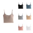 thumbnail image 1 of Krdevn Women's Seamless Built-In Bra Crop Camisole Wireless Adjustable Spaghetti Strap Tank Top,M, 1 of 4