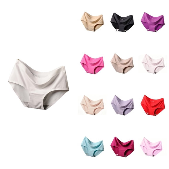 Krdevn Women's Seamless Mid-Rise Briefs Smooth Large Size Comfortable Underwear for Everyday Wear,L