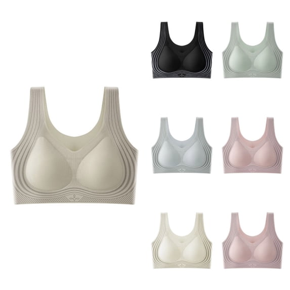 Krdevn Women's Seamless Sports Bra Latex Comfort Support Wire-Free Fitness Bra,2XL