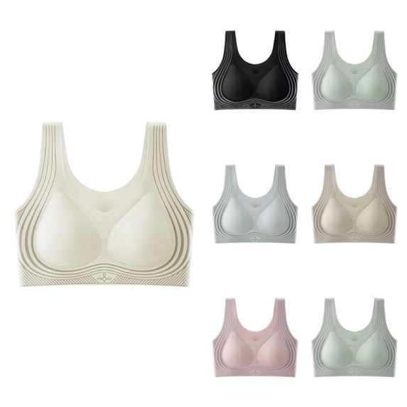 Krdevn Women's Seamless Sports Bra Latex Comfort Support Wire-Free Fitness Bra,L