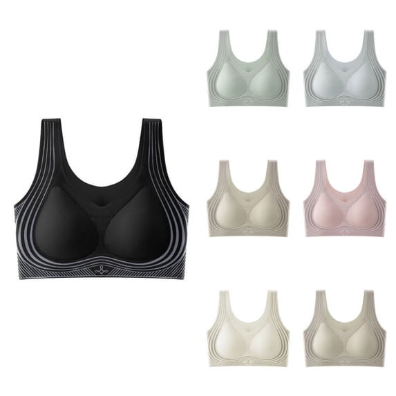 Krdevn Women's Seamless Sports Bra Latex Comfort Support Wire-Free Fitness Bra,M