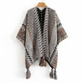 thumbnail image 1 of Krdevn Women's Shawl Wrap Fringe Sweater Colorful Loose Bohemian Stripe Knitted Cape Scarf for Ladies,Size:One Size, 1 of 2