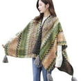 thumbnail image 1 of Krdevn Women's Shawl Wrap Fringe Sweater Colorful Loose Bohemian Stripe Knitted Cape Scarf for Ladies,Size:One Size, 1 of 3