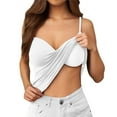thumbnail image 1 of Krdevn Women's Shelf Bra Camisole Adjustable Strap Built-in Bra Tank Top Seamless Comfort Casual Layering Basic,Color: White Size: M, 1 of 5