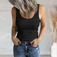 thumbnail image 1 of Krdevn Women's Sleeveless Scoop Neck Ribbed Tank Tops Fitted Basic Cami Tee Shirts(Color:Black,Size:S), 1 of 5