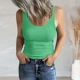 thumbnail image 1 of Krdevn Women's Sleeveless Scoop Neck Ribbed Tank Tops Fitted Basic Cami Tee Shirts(Color:Green,Size:L), 1 of 5