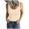 thumbnail image 1 of Krdevn Women's Sleeveless Scoop Neck Ribbed Tank Tops Fitted Basic Cami Tee Shirts -WH2,XL, 1 of 5